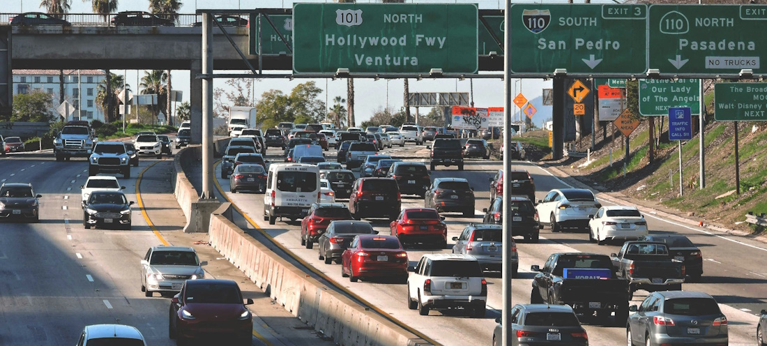 Dense traffic on a Los Angeles freeway
