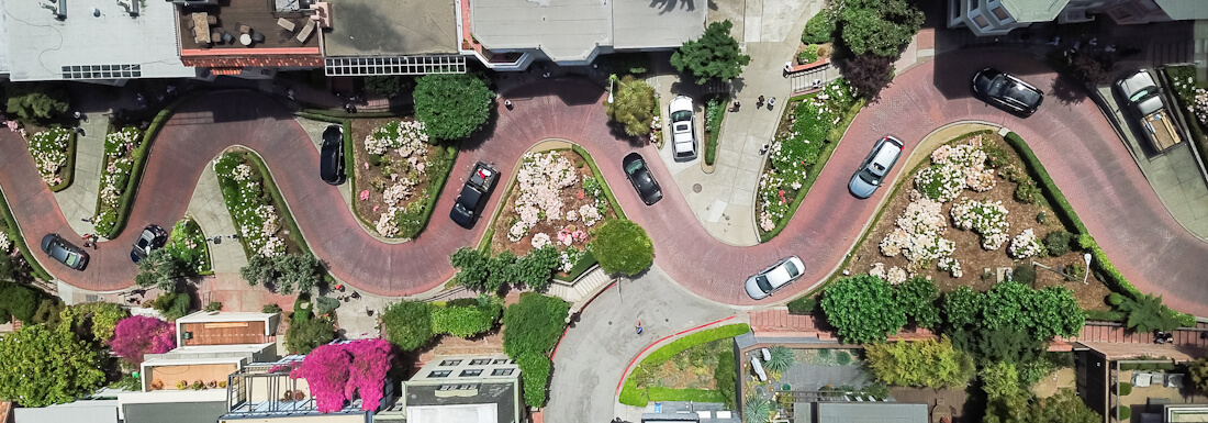 Lombard Street snaking through San Francisco